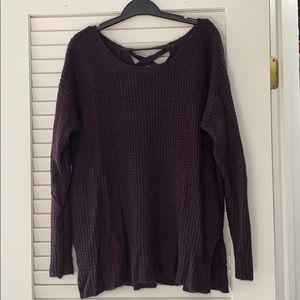 Deep plum criss cross back sweater